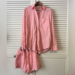 Abercrombie matching poplin oversized shirt and short set